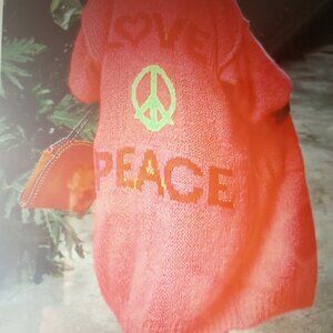 Love Peace long sweater open front rosy hot pink M 100% poly New in bag!